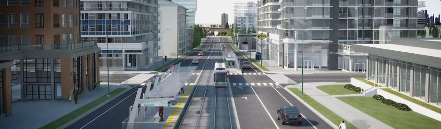 CONCEPT - Futujavascript:;re light rail at 104th Ave @ Whalley Blvd CONCEPT - Future light rail at 104th Ave @ Whalley Blvd. From the City of Surrey video: http://www.youtube.com/watch?v=u3ZK98dL7Ic