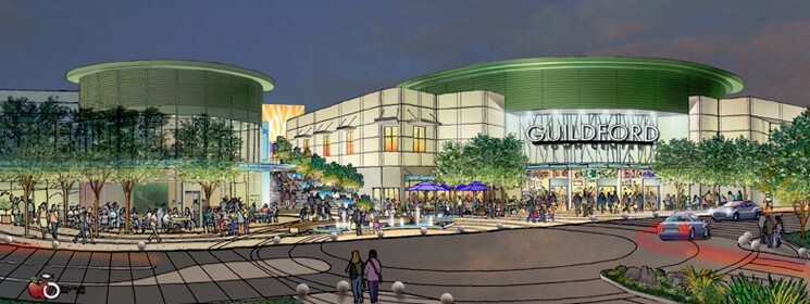 Guildford Town Centre future expansion concept The future Guildford Town Centre expansion will be responsible for increasing traffic levels on major city corridors such as 104th Ave. Guildford Town Centre may become the second largest mall in BC after the expansion.