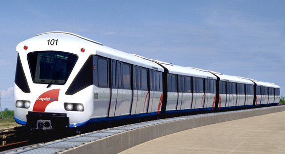 A 4-car Bombardier Innovia ART 200 car from Kuala Lumpur. Such a config will soon exist in Vancouver, and it may use even newer ART 300 trains.