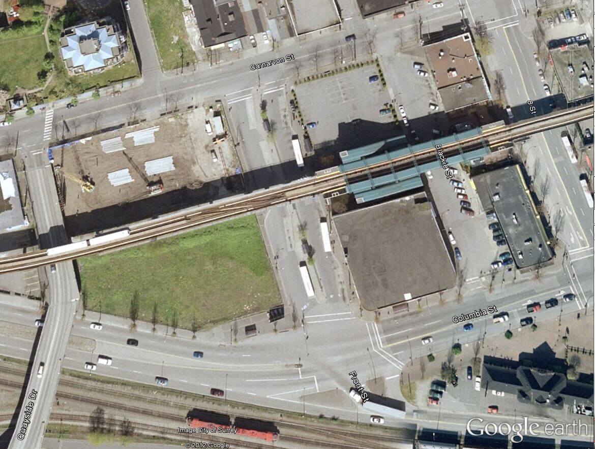 This is an overhead shot from Google Earth from just before construction began.  Notice the huge bus loop and relatively undeveloped surroundings.