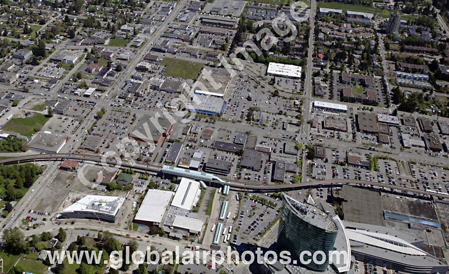 A Closer shot of the Surrey Central area.  Notice that the majority of the area is undeveloped or premature (there are actually several empty lots located just to the north or left of this picture) and like New Wesminster Station, a large bus loop that is a hub for the majority of South of Fraser transit routes.