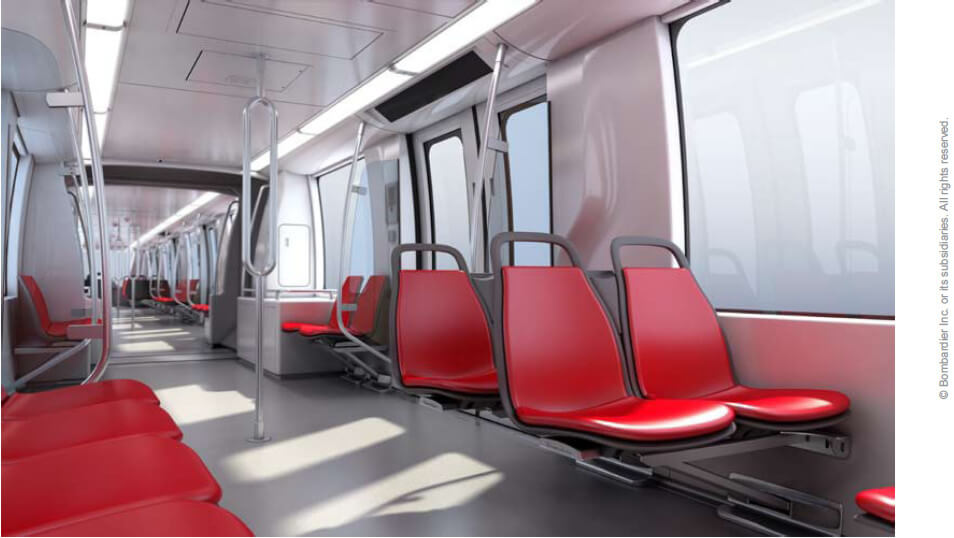 A conceptual rendering of an INNOVIA Metro 300 car interior.