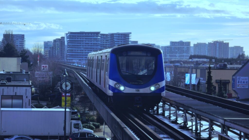 A Canada Line train approaching