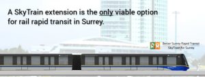 A SkyTrain extension is the only viable option for rail rapid transit in Surrey.