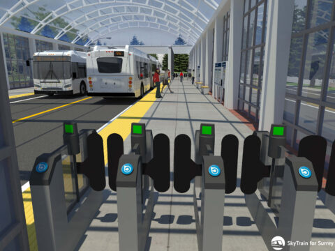 Render of BRT on King George Boulevard (2018 SkyTrain for Surrey)