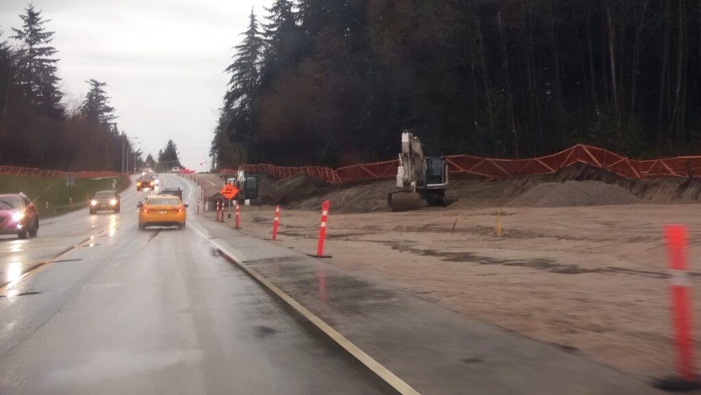 100 Avenue construction during road widening for LRT