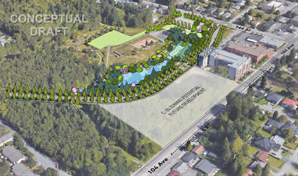 Render of proposed 105 Avenue road through Hawthorne Park