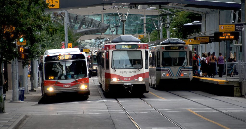 Calgary C-Train light rail on 7th Avenue