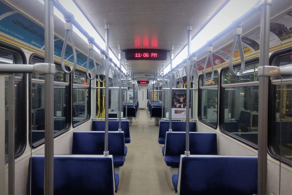 An empty Edmonton LRT train