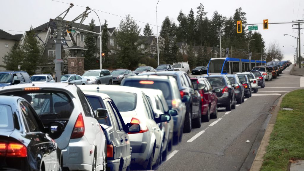 Simulation of congestion on Fraser Highway with future LRT