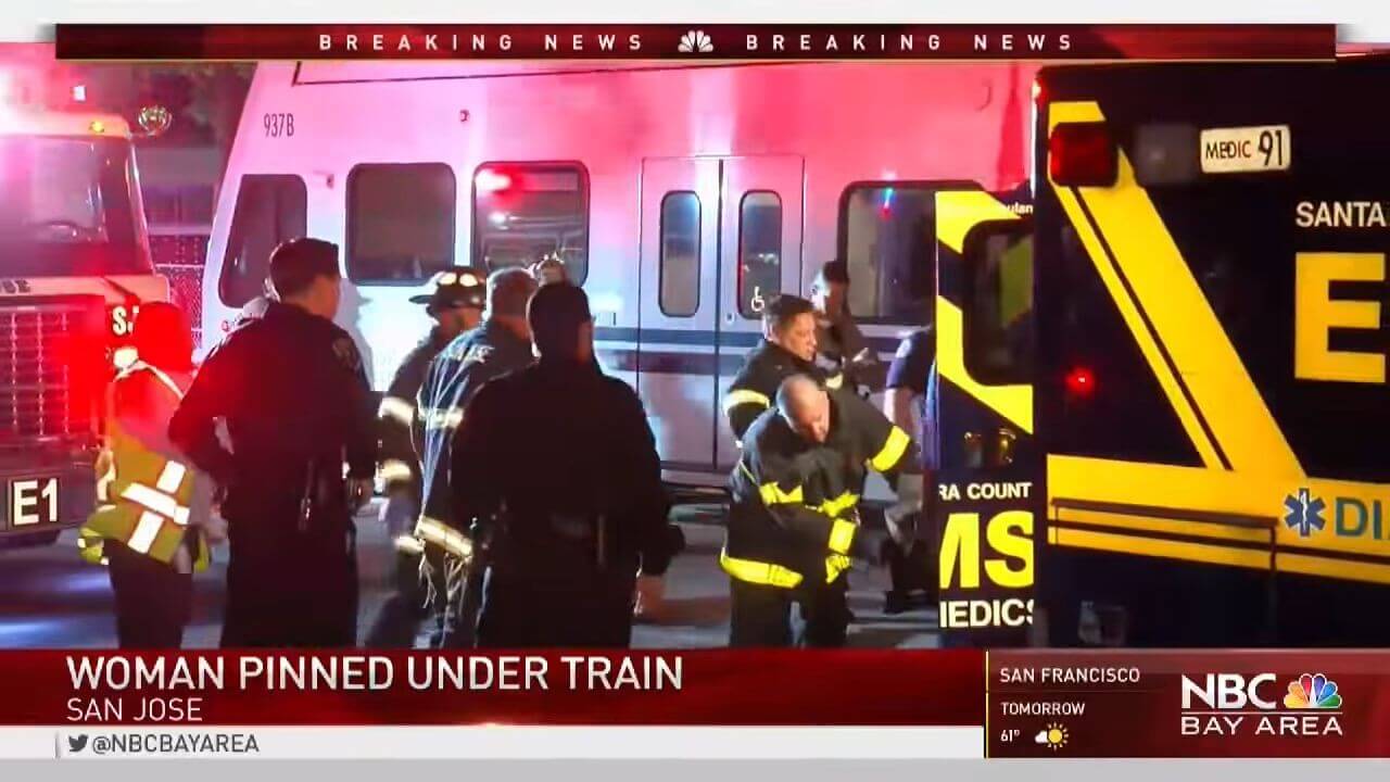 Light rail shut down in San Jose’s Japantown after woman pinned under train