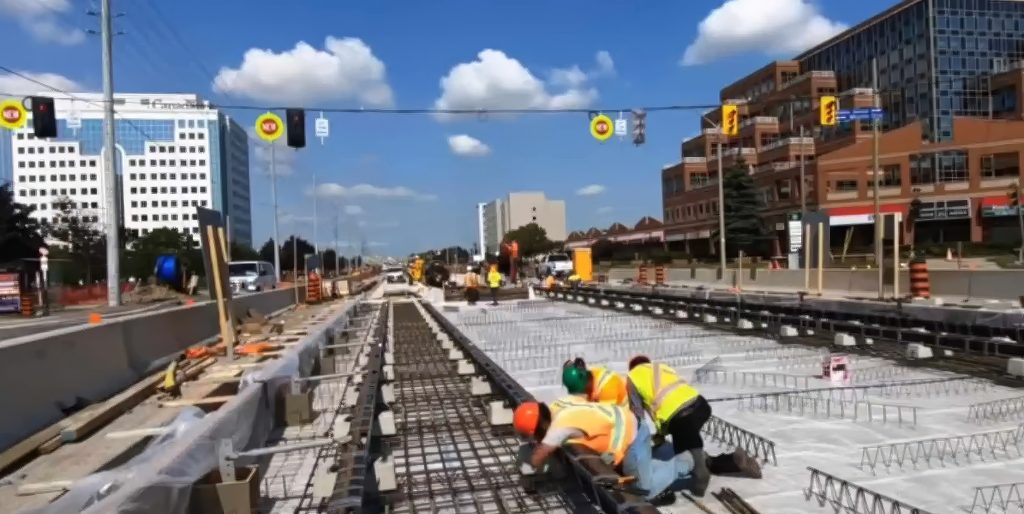 Under construction Hazel McCallion LRT line in Mississauga